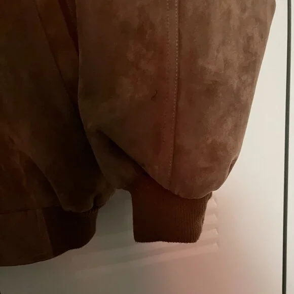 Made In Italy Suede Bronze-Brown ‘Bomber’ Jacket Size L